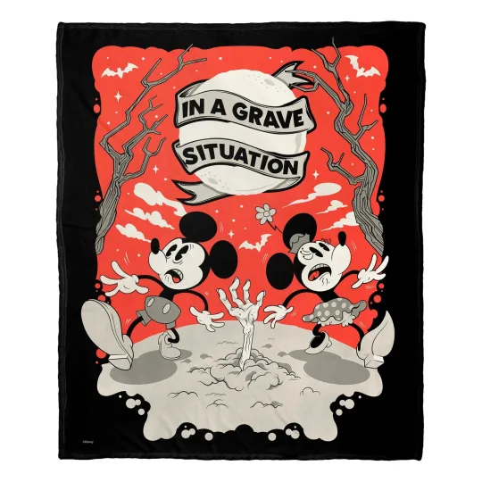 Discover Disney Mickey Mouse & Minnie Mouse In A Graves Situation Fleece Blanket