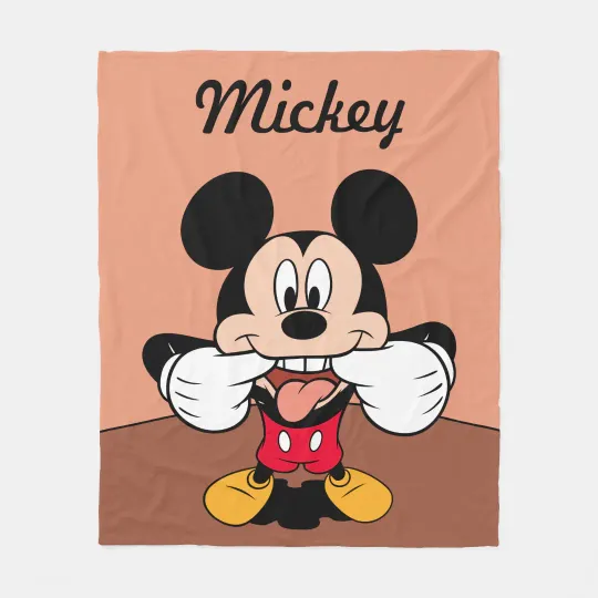 Discover Disney Mickey Mouse Sticking Out Tongue Fleece Blanket