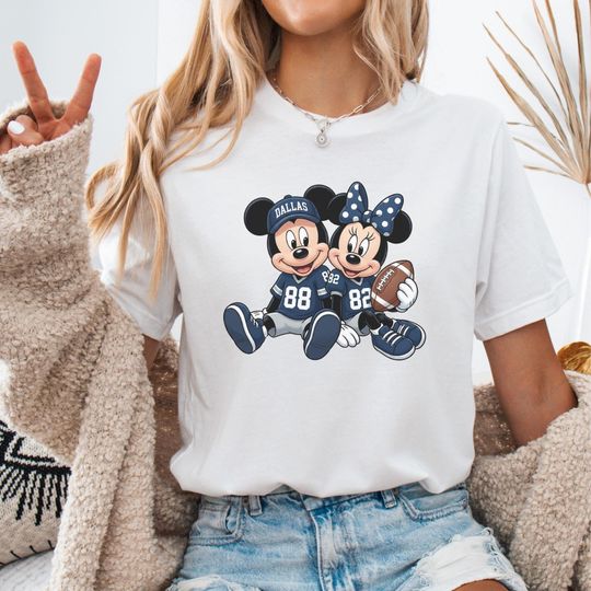 Discover Disney Mickey and Minnie Dallas Football Tshirt, Disney Dallas Football Fan Gift, Unisex and Kids Dallas Game Day Shirt