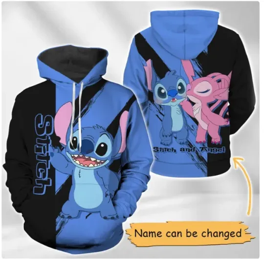 Discover Personalized Stitch And Angel 3D Hoodie, Halloween Xmas Gift