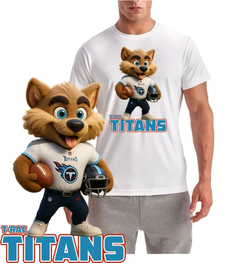 Discover Tennessee Titans T-Rac Mascot T-shirt / T Shirt Wicking Tee