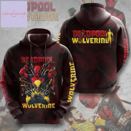 Deadpool And Wolverine 3D Hoodie, Halloween Xmas Gift