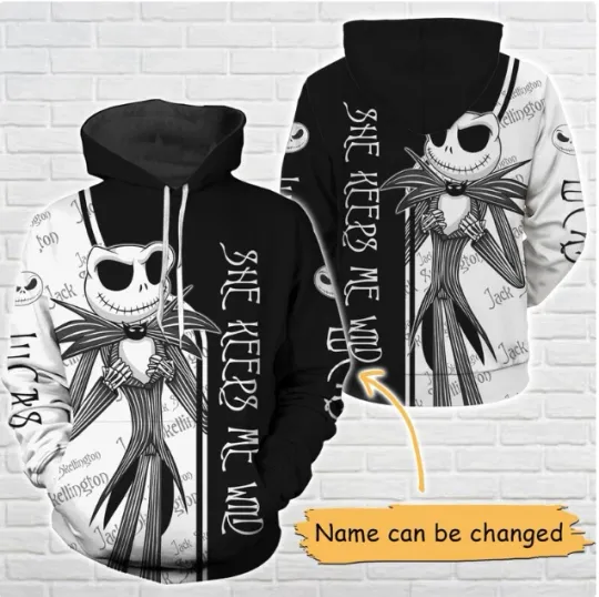 Discover Custom Jack And Sally Couple 3D Hoodie, Halloween Xmas Gift
