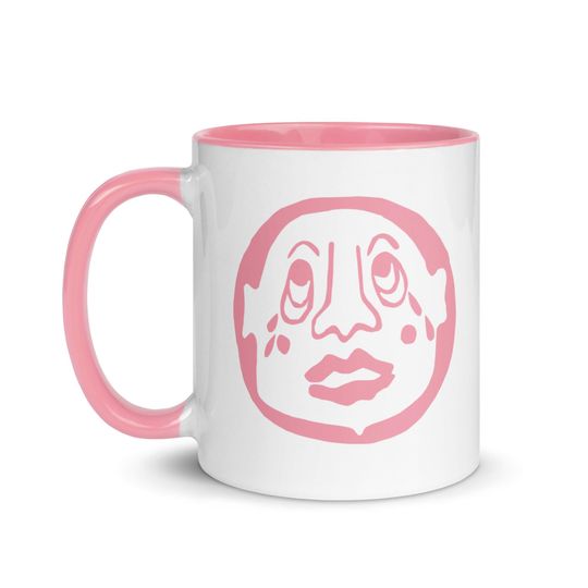 Discover Pink Sad Face - Mug with Color Inside