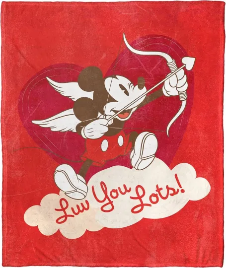 Discover Disney Mickey Mouse Cherub Luv You Lots Fleece Blanket