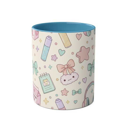 Discover Pastel Kawaii Coffee Mug two tone ceramic soft girl aesthetic cute desk cup dishwasher safe microwave safe gift