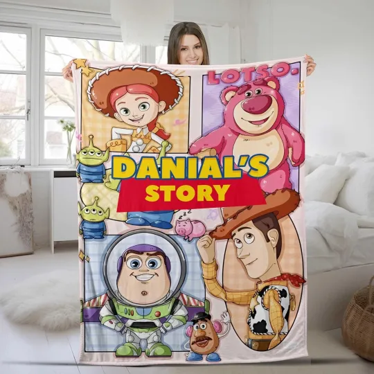 Discover Personalized Disney Toy Story Blanket, Custom Name Baby Girl Boy Disney
