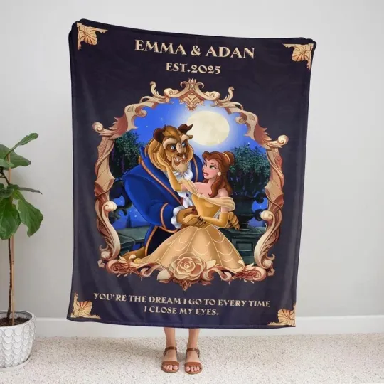 Discover Personalized Beauty And The Beast You're The Dream I Go To Fleece Blanket