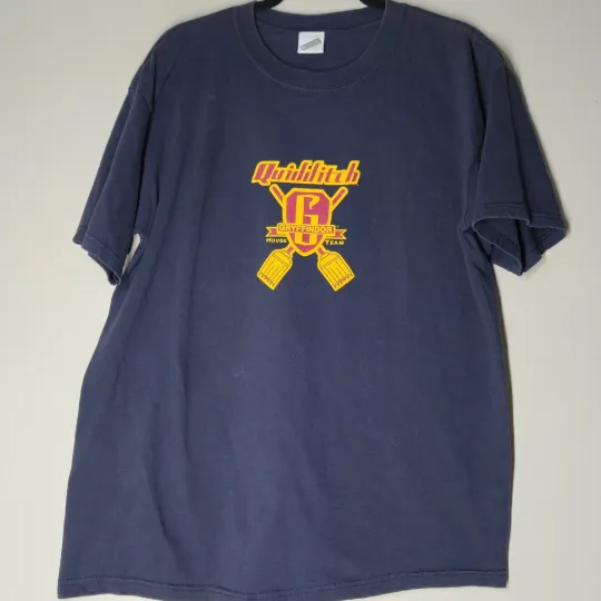 Vintage Harry Potter Quidditch Gryffindor House T Shirt Size L Warner Bros Blue