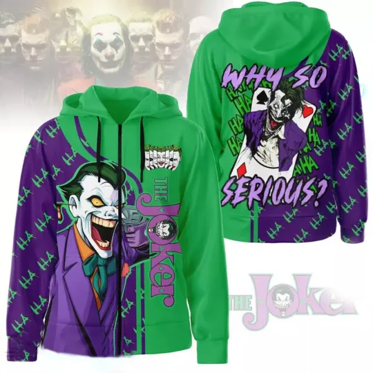 The Joker Horror Clown Ha Ha Ha Why So Serious 3D Hoodie, Halloween Xmas Gift