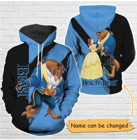 Custom Beauty And The Beast Couple 3D Hoodie, Halloween Xmas Gift