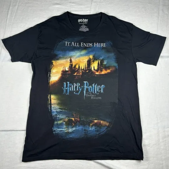 Y2K Harry Potter The Deathly Hallows Movie Promo Vintage T-Shirt Size XS