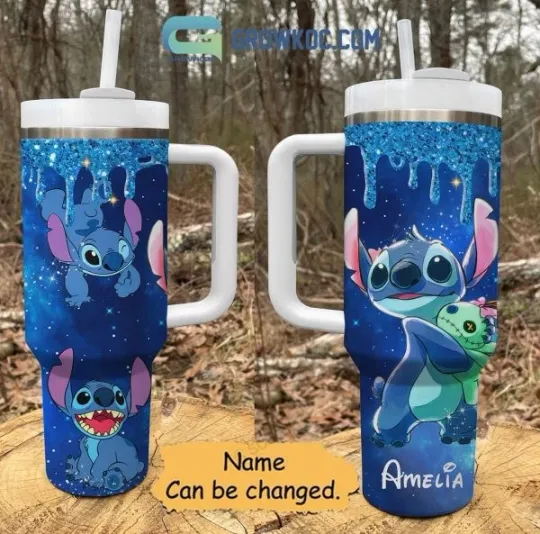 Discover Personalized Stitch Snow 40oz Tumbler with Handle