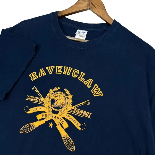 Vintage Harry Potter Ravenclaw Quidditch Champions T-Shirt Navy Blue Mens Large