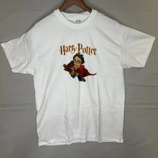 Discover Vintage 2000s Original Harry Potter Movie White Y2K Tee Men's Large