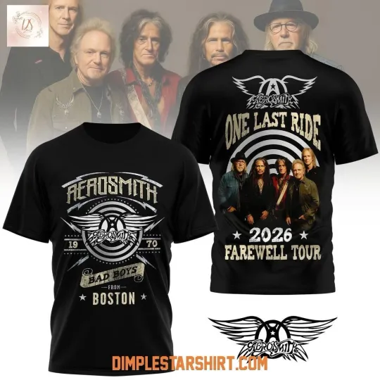 Discover Aerosmith One Last Ride 2026 Farewell Tour AOP 3D T-Shirt