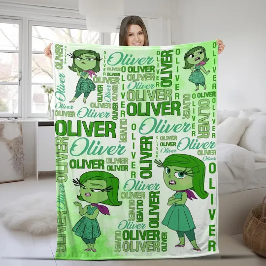 Discover Personalized Disgust Watercolor Disney Pixar Inside Out Fleece Blanket