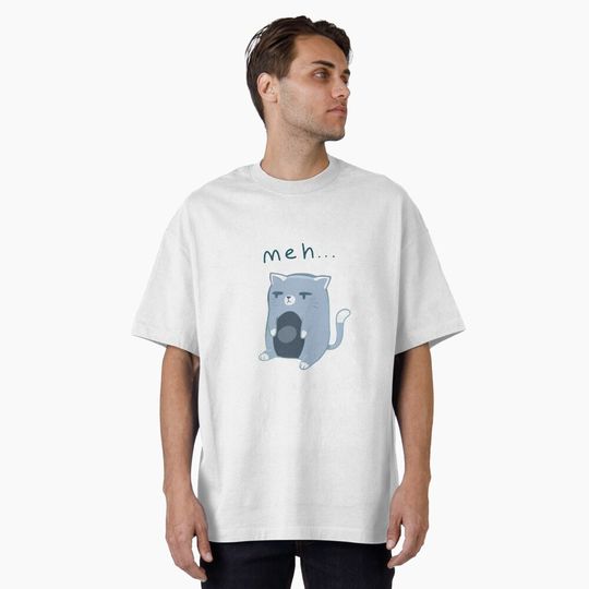 Discover 'meh' Cat (Gray) Oversized T-Shirt