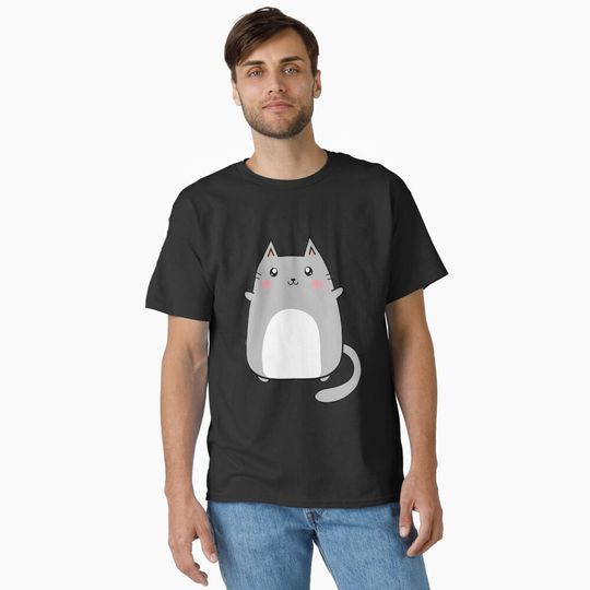 Discover Cute Kawaii Grey Kitty Cat Classic T-Shirt