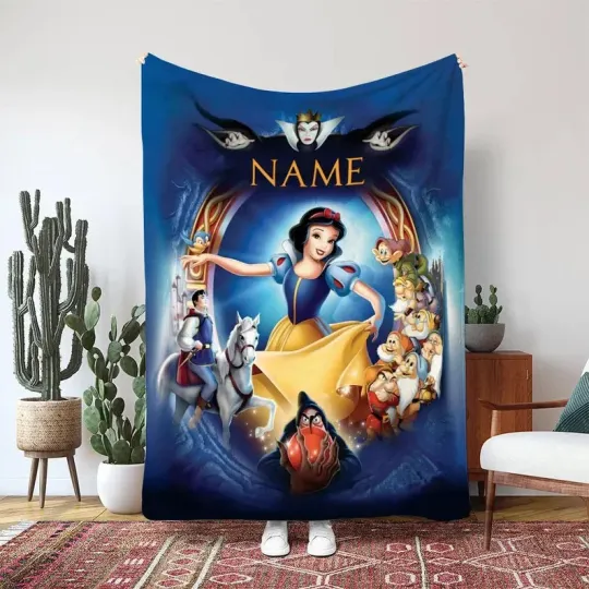 Discover Disney Snow White Seven Dwarfs Fleece Bed Custom Blanket Gift For Fan, Kids V2