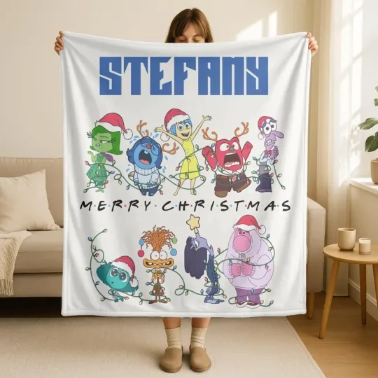 Discover Personalized Disney Inside Out Merry Christmas Characters Fleece Blanket