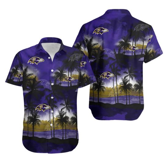 Baltimore Ravens Hawaiian Shirt Short Sleeve Tropical Button Up