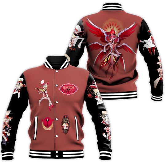 Red and Black Lucifer Hazbin Hotel CP Baseball Jacket