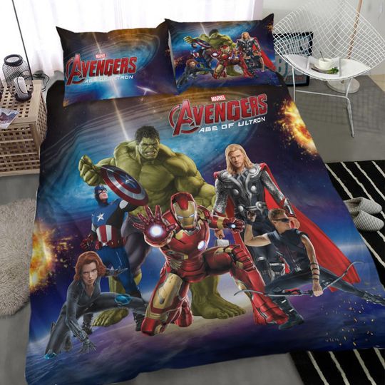 Disney Avengers Bedding Set Anime Marvels Hero Hulk Bedding Set