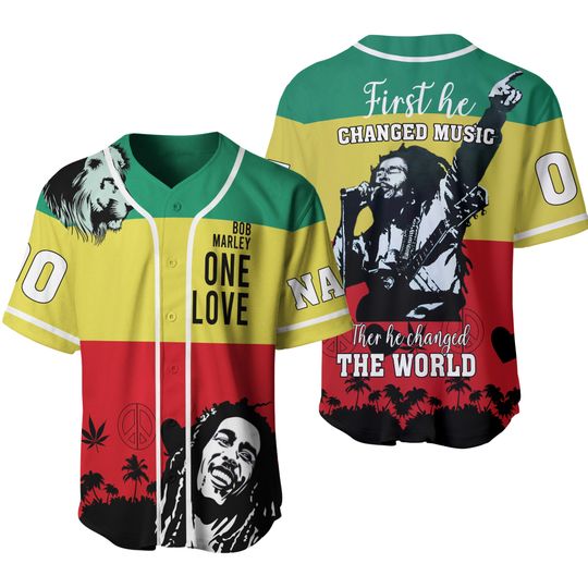 Personalized One Love Bob Marley Baseball Jersey, Bob Marley Shirt