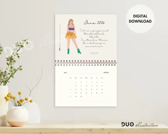 TS 2026 Calendar Wall Art with Eras Outfits