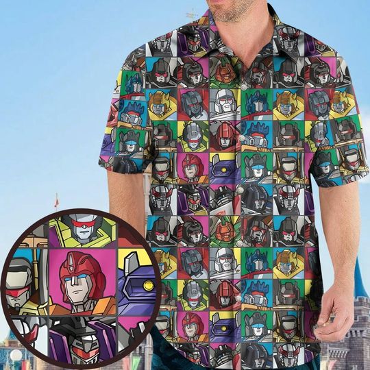 Optimus Prime Transformers Button Shirt, Transformers Hawaiian Shirt, Autobots Men Shirt, Gift For Him