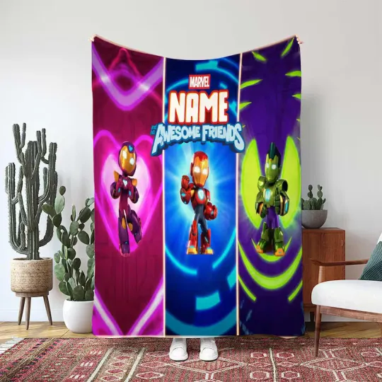 Discover Marvel Iron Man Throw Blanket Iron Heart Rescue Hulkbuster Custom Fleece Blanket