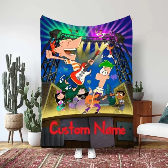 Discover Custom Disney Phineas And Ferb Kids Custom Name Fleece Blanket