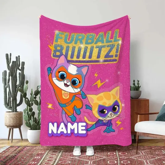 Discover Super Kitties Kids Throw Blanket, Ginny The Cat In Her Custom Fleece Blanket