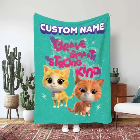 Discover Super Kitties Blanket, Four Kitten Heroes Super Team Gift Custom Fleece Blanket