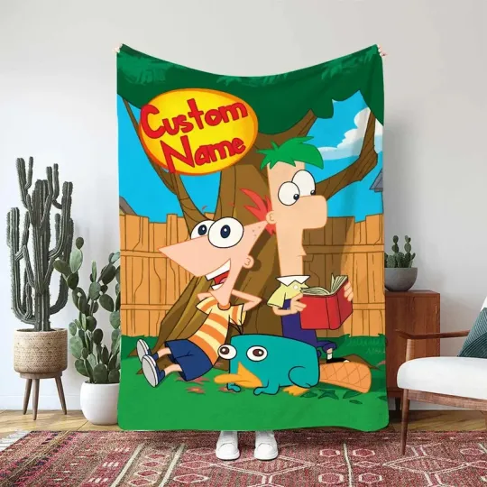 Custom Perry The Platypus Disney Phineas And Ferb Fleece Blanket