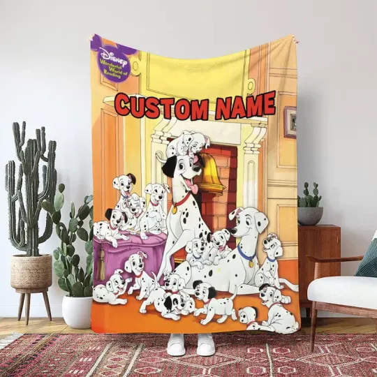 Puppy Pile Dalmatian Blanket, Cute Black White Dog Lover Custom Fleece Blanket