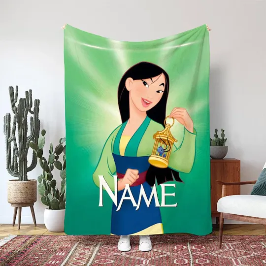 Disney Princess Mulan Cri-Kee Blanket, Lucky Cricket Gift Custom Fleece Blanket
