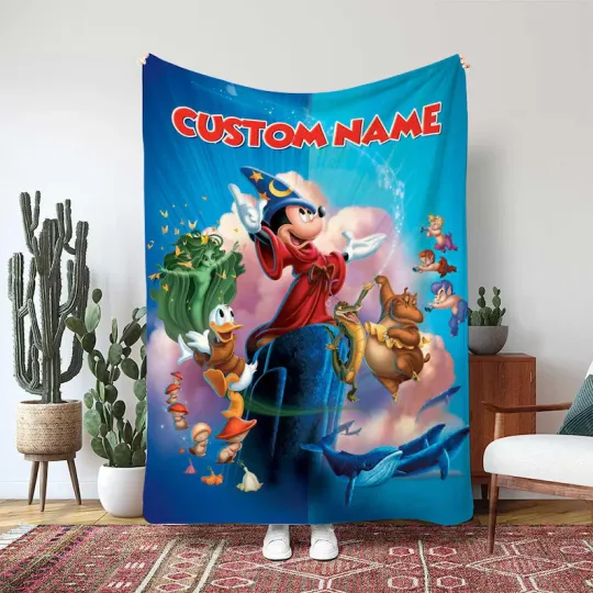 Discover Disney Mickey And Friends Blanket, Fantasia Full Scene Custom Fleece Blanket