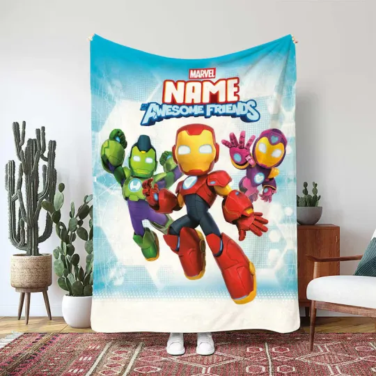 Iron Man And His Awesome Friends Hulkbuster Rescue Custom Marvel Fleece Blanket