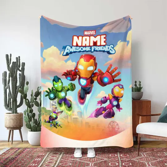 Discover Iron Man And His Awesome Friends Hulkbuster Rescue Marvel Custom Fleece Blanket