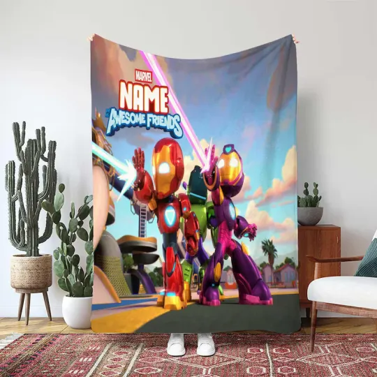 Iron Man And His Awesome Friends Blanket, Tony Stark Super Custom Fleece Blanket