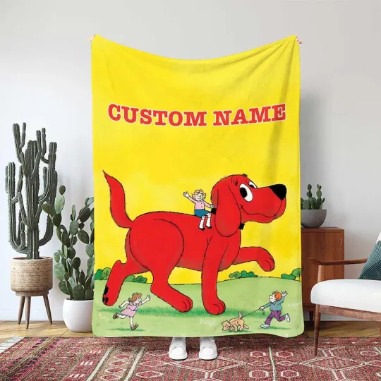 Discover Clifford The Big Red Dog Blanket, Custom Red Dog Playtime Fleece Blanket