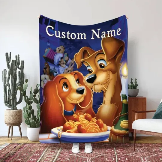 Discover Disney Lady Tramp Puppy Custom Blanket Gift For Fan, Kids V2