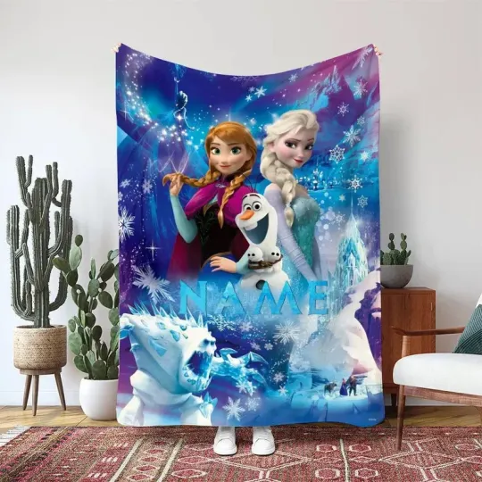 Discover Disney Frozen Elsa Anna Fleece Bed Custom Blanket Gift For Fan, Kids V2