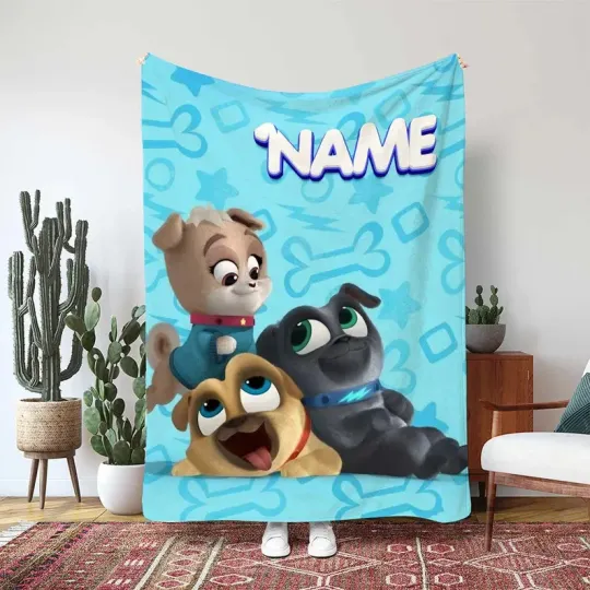 Discover Personalized Disney Puppy Pals Blanket, Bingo And Rolly Action Fleece Blanket