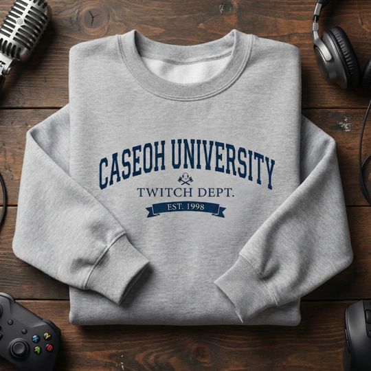 Discover CaseOh University crewneck sweatshirt, Twitch inspired college sweater, cozy gamer gift