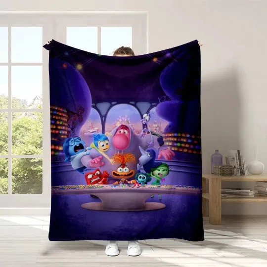 Discover Inside Out 2 Plush Blanket, Funny Cartoon Fleece Blanket, Disney Blanket