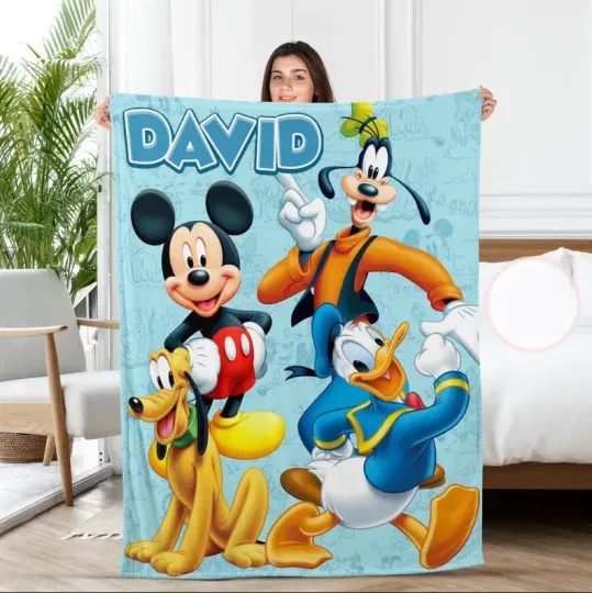 Discover Personalized Disney Mickey Mouse & Friends Disneyland Cozy Fleece Blanket