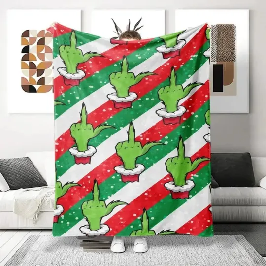 Discover funny character Middle Finger Pattern Disney Holiday Fleece Blanket